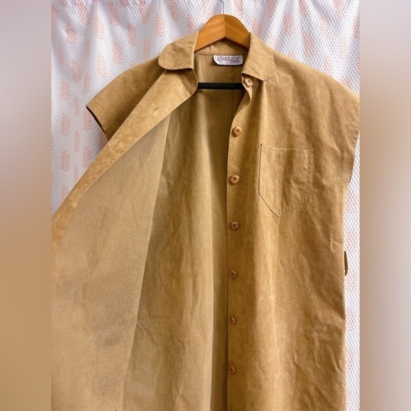 Ultrasuede Camel Dress Women’s S-M Tan Sleeveless Button-Down Midi Vintage - Picture 7 of 13